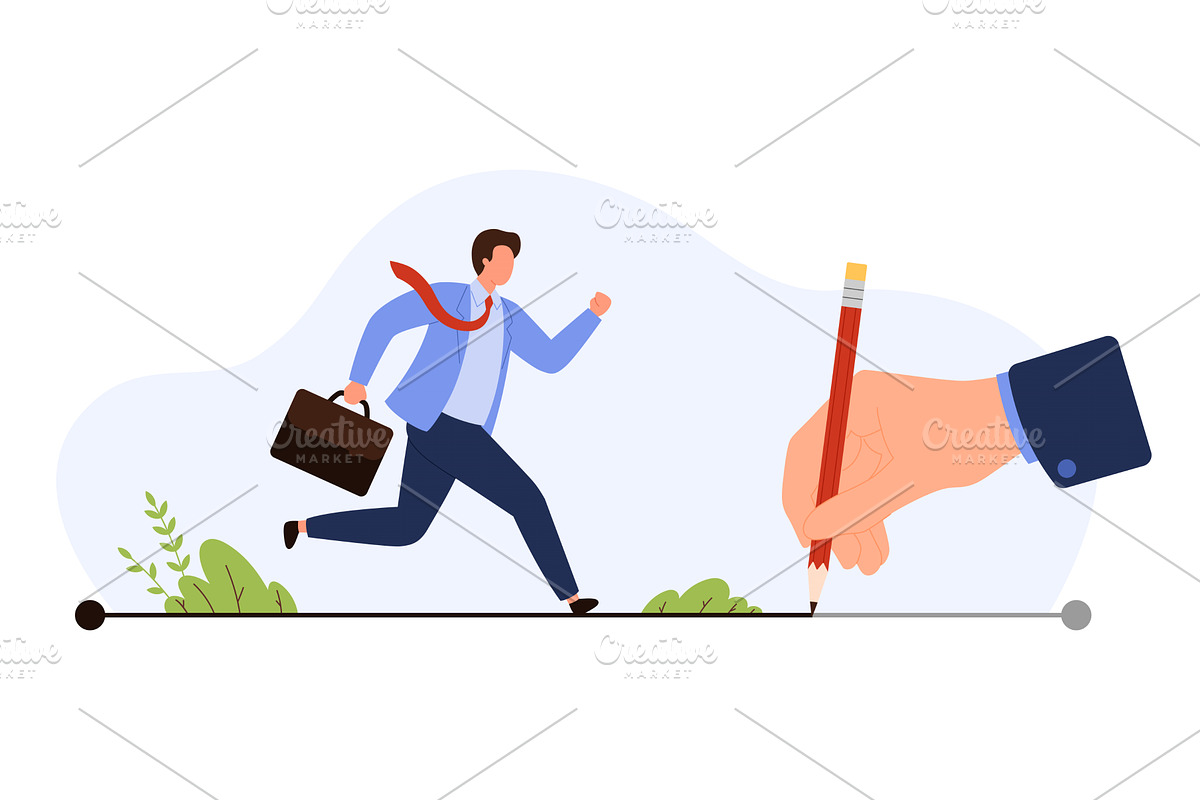 Businessman Running Career Path, a Person Illustration by Flashvector