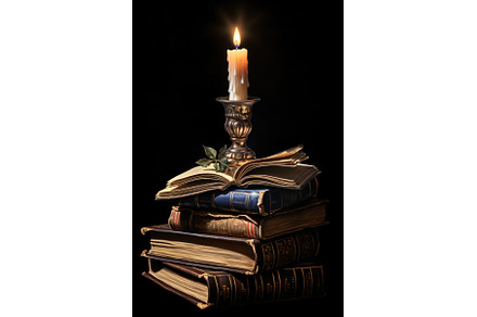 A candle sitting on top of a stack, a School & Education Photo by tilialucida