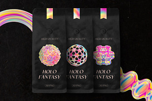 Holo Fantasy Abstract 3D PNG Shapes