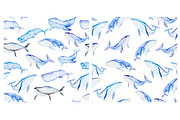 Whale watercolor set, an Animal Illustration by IvanFet (Thumbnail 2 of 2)