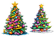 Quirky Christmas Tree Clipart, a Seasonal Illustration by CitraGraphics (Thumbnail 4 of 4)