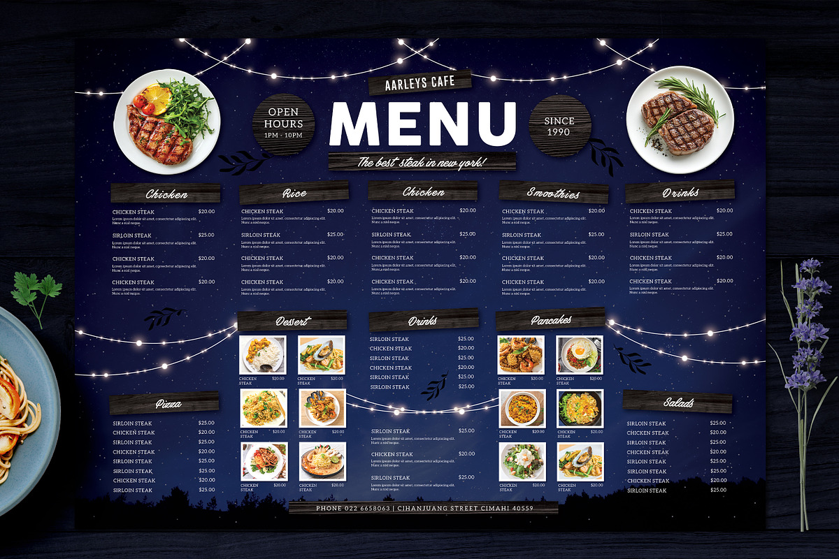 Night Sky Restaurant Menu Board, a Stationery Template by Aarley Kaiven (Photo 1 of 2)