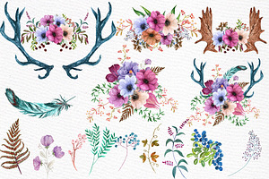 Watercolor Floral Elements