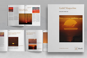 Gold Magazine Brochure Template, a Magazine Template by Boris Cupac