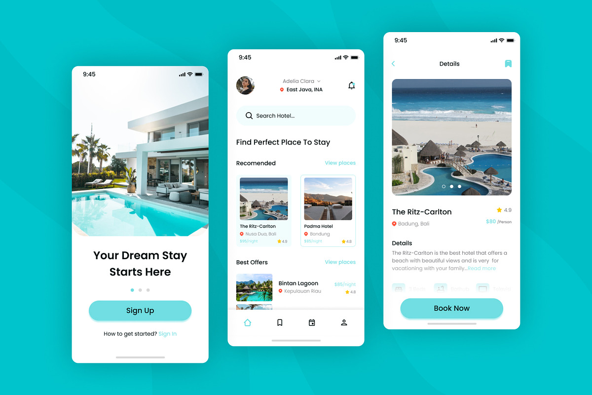 Hootez - Hotel and Resort Mobile App, an UI Kit Template by Ermedia Studio (Photo 3 of 4)