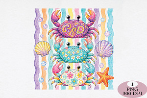 Colorful Crab Ocean Illustration PNG, an Illustration by Daily.Designs