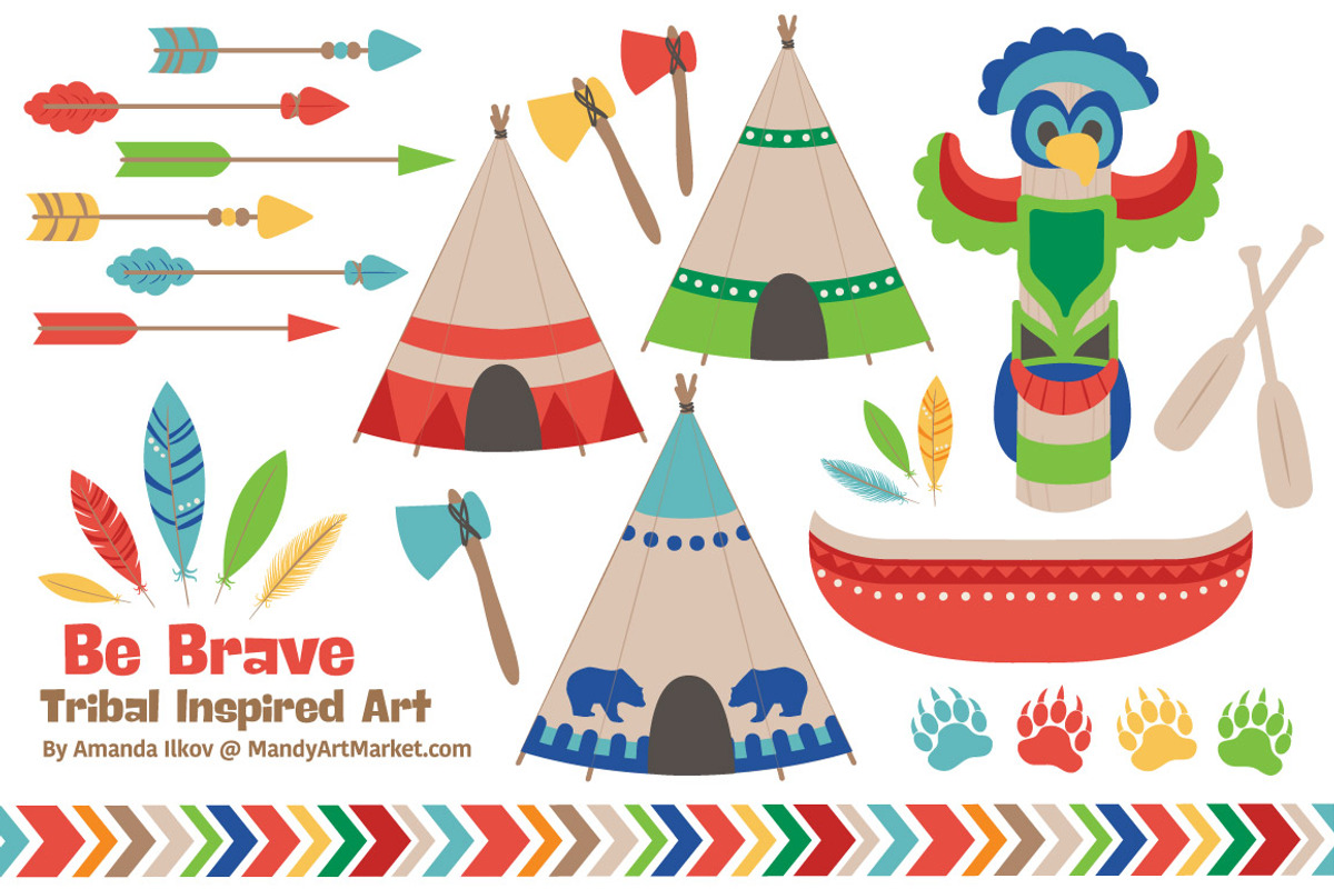 Bright Tribal Clipart & Vectors, an Illustration by Amanda Ilkov (Photo 1 of 4)