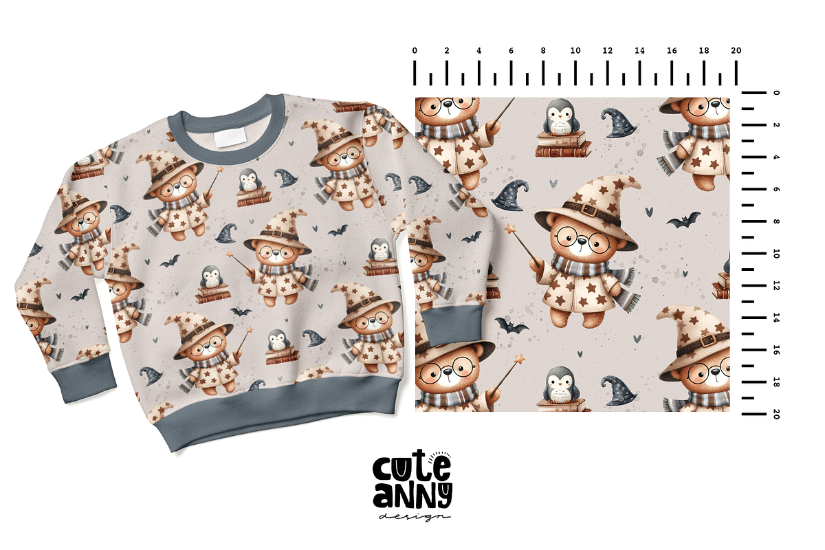 Pattern with wizard bear, a Pattern Graphic by Cuteanny Design (Photo 3 of 4)