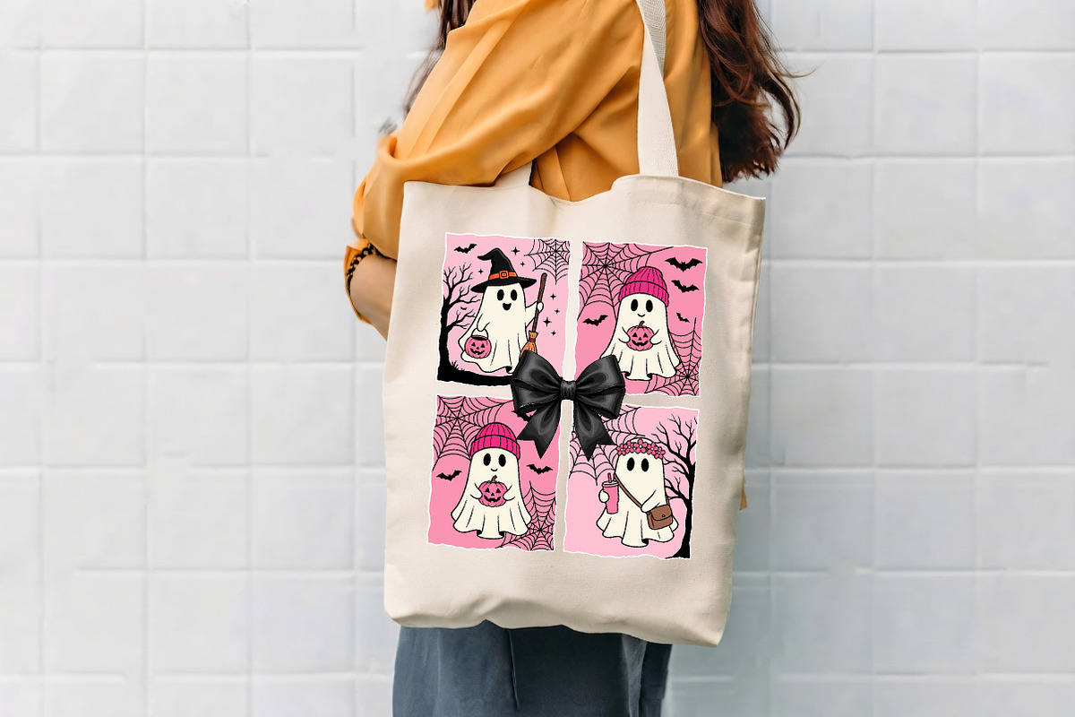 Four halloween ghosts in pink, a Seasonal Illustration by CrexoraLab (Photo 4 of 4)
