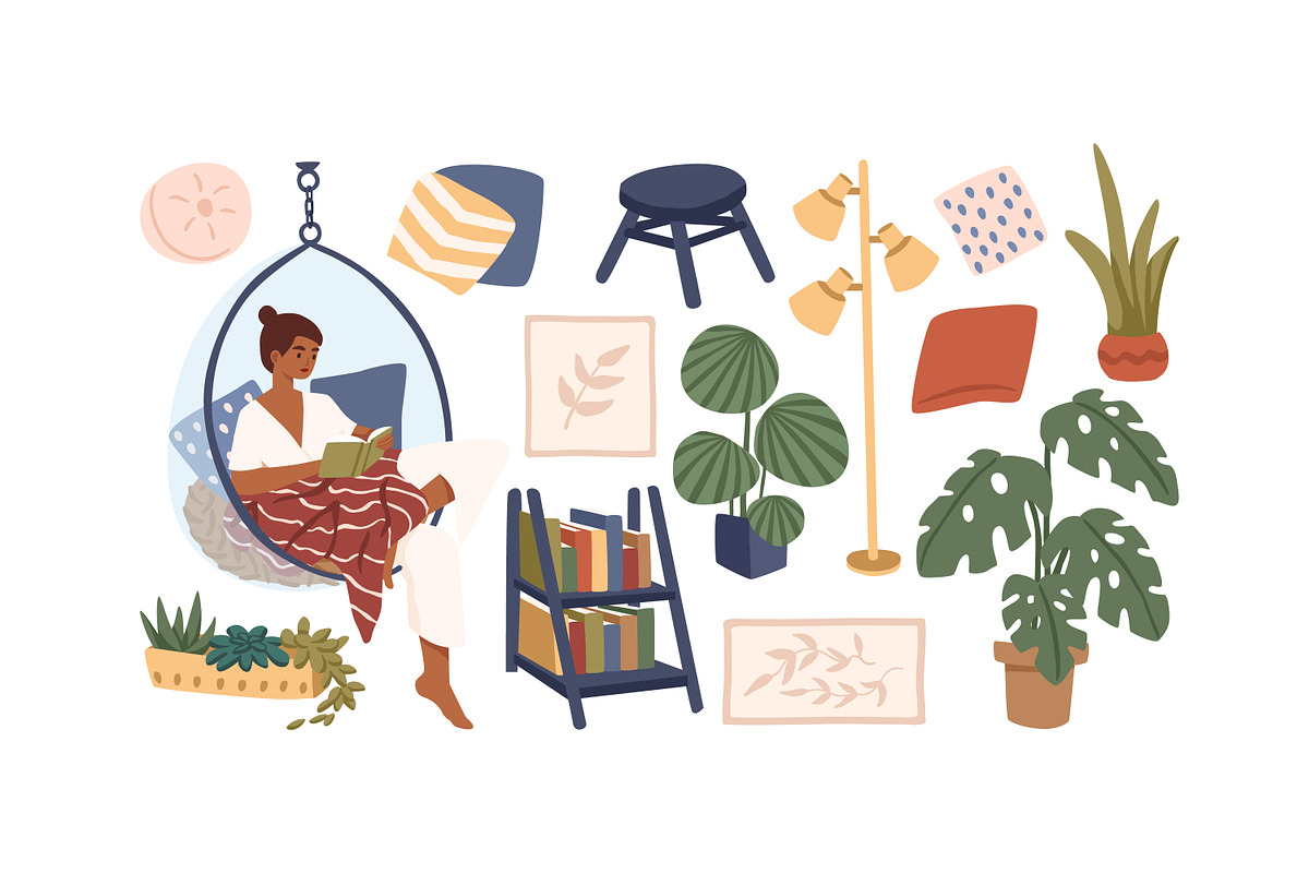 Woman relax at cozy home, a Person Illustration by Good Studio (Photo 2 of 3)