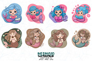 Groovy Mermaid Clipart Bundle, an Illustration by Sofia's Fashion (Thumbnail 3 of 3)