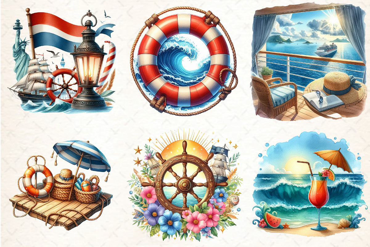 Cruise Adventure Summer Clipart, an Illustration by DreamCafeArt (Photo 2 of 4)
