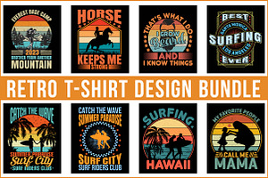 Retro T-shirt Design Bundle, an Illustration by Craft Nest