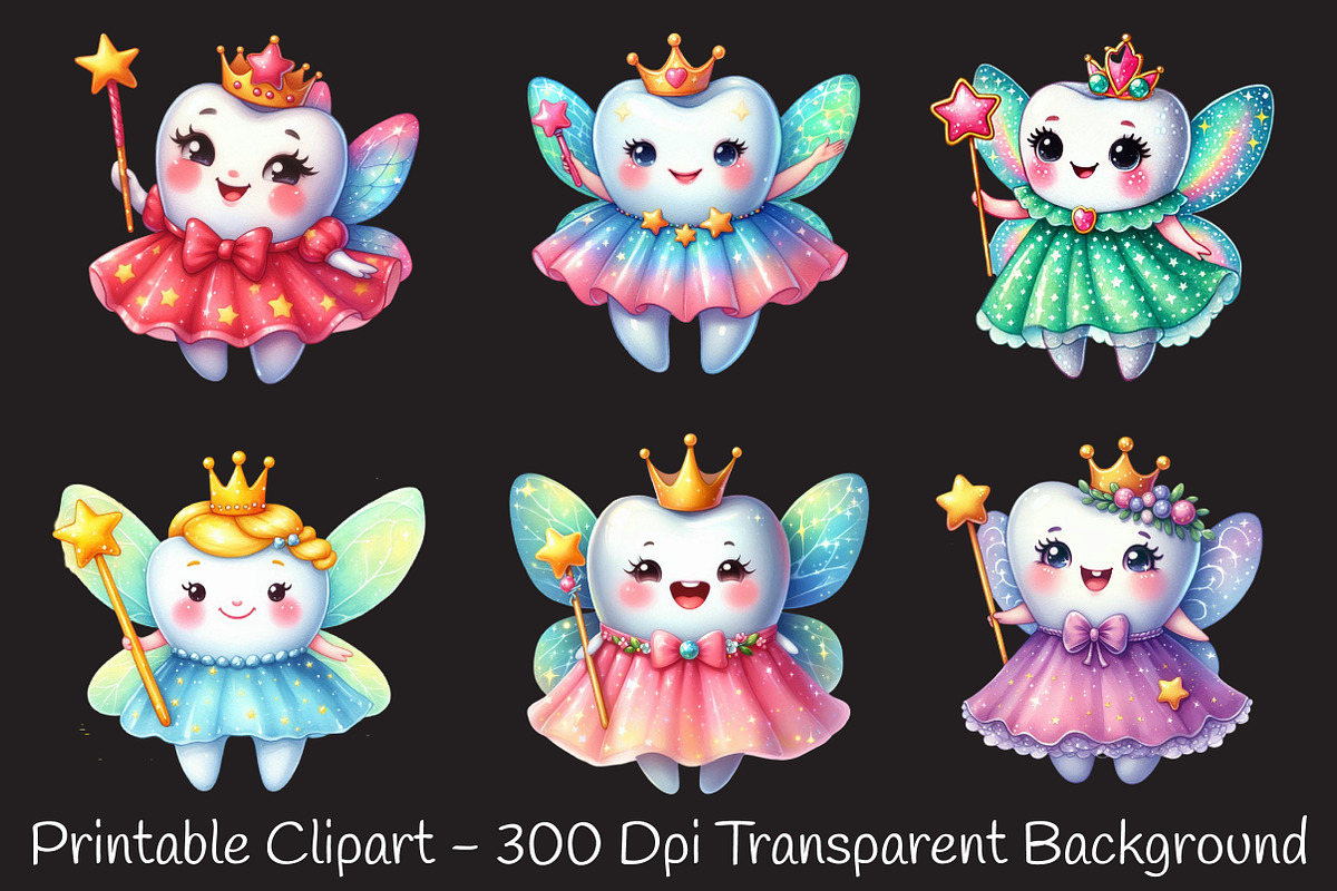 Colourful cute tooth fairy sublimati, a Seasonal Illustration by RobertsArt (Photo 4 of 7)