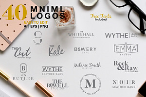 40 MNIML LOGOS | Free Fonts Included