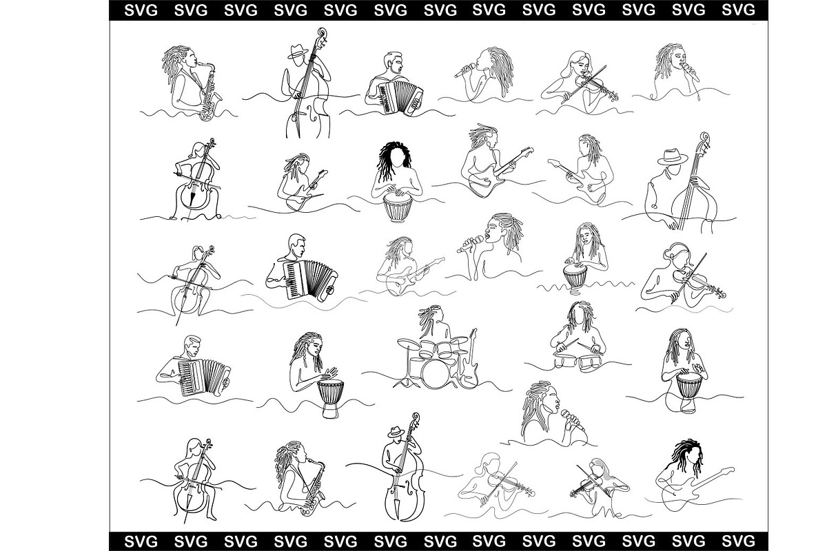Men and women musicians sketch style, an Object Graphic by SketchArtStudio (Photo 1 of 3)