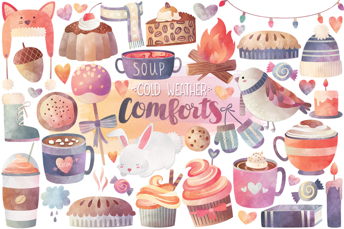 Watercolor Autumn & Winter Bundle, a Food Illustration by Kenna Sato Designs (Photo 4 of 6)