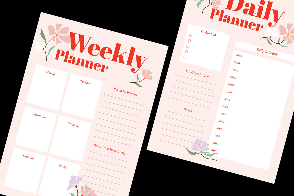 Floral Daily Weekly Planner, a Stationery Template by Neermana (Photo 4 of 4)