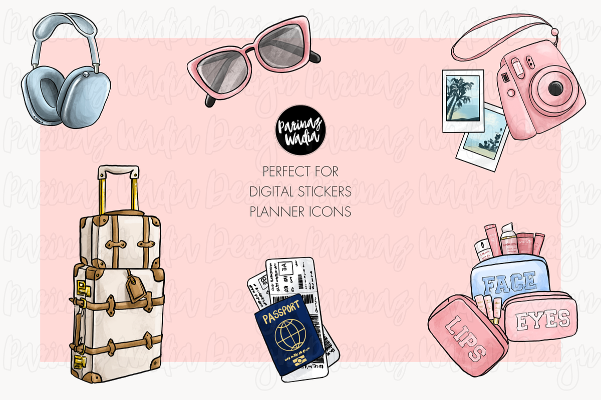 Pink Travel girl clipart png, a Person Illustration by Parinaz Wadia Design (Photo 10 of 10)