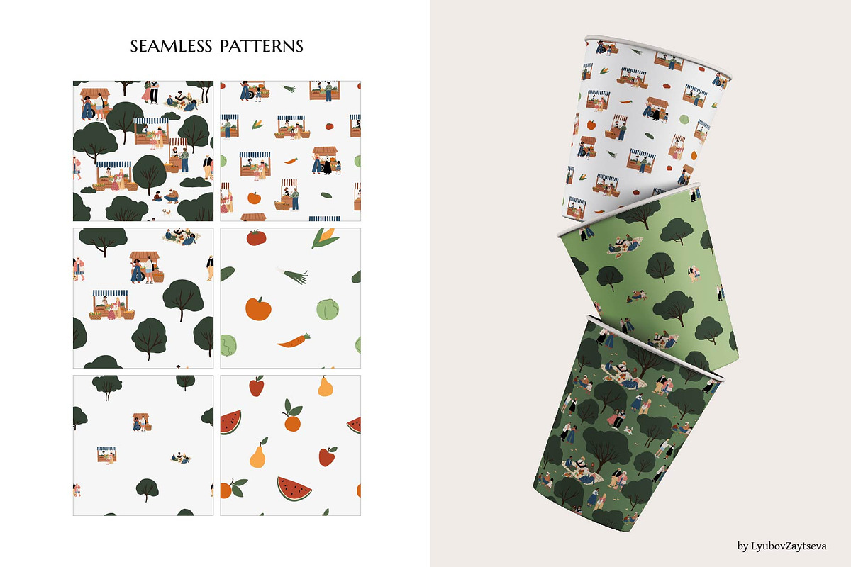 Farmer Market seamless pattern set, a Pattern Graphic by LyubovZaytseva (Photo 2 of 5)