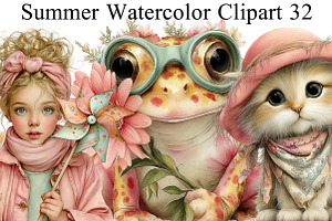 Summer Watercolor Clipart PNG, an Illustration by DreamArtGraphic