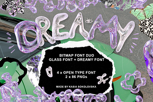 Chrome + Transparent Glass SVG Fonts, a Font by Kasia Sokolovska
