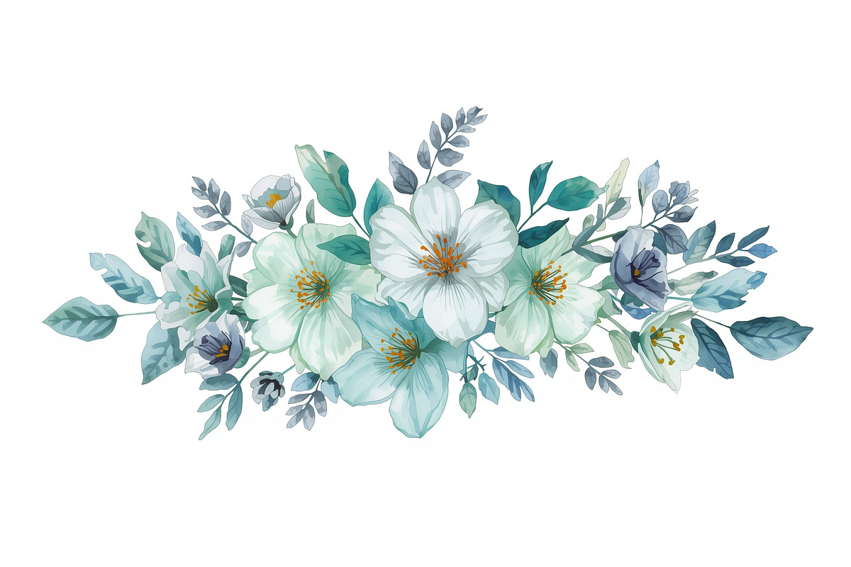 Elegant Blue Floral Clipart, an Illustration by jahid234 (Photo 4 of 11)