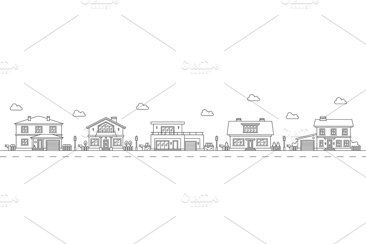 Neighborhood or village outline, an Illustration by Vector Tradition