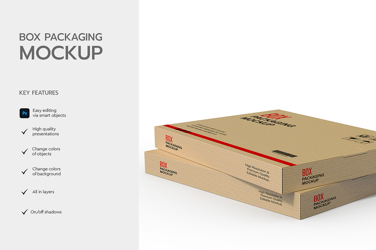 Stack Cardboard Box Packaging Mockup