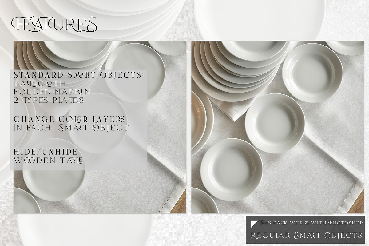 2 Types of Plates Tablecloth Napkin, a Household Mockup by mock-ups (Photo 3 of 11)
