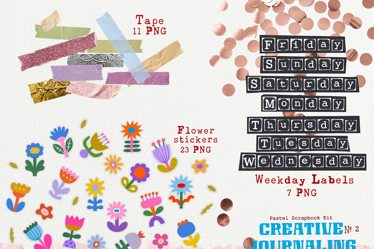Retro Pastel Scrapbook Journal Kit, an Object Graphic by DreamoraArt (Photo 6 of 13)