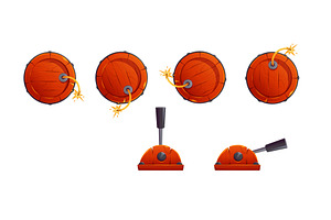 Wooden barrels with burning fuse, an Object Illustration by art PVP - market