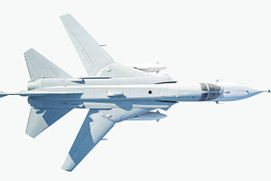 Military jet above top view