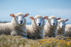 Flock of sheep grazing on a hillside, an Animal Photo by Pixeness Studio