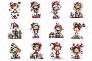Whimsical Christmas Elf Clipart, an Illustration by SinaCreation (Thumbnail 2 of 7)