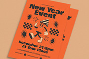 Retro Trendy New Year Event Flyer, a Flyer Template by Guuver (Thumbnail 2 of 3)