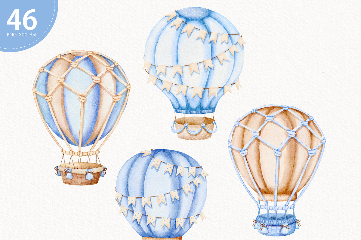 Hot Air Balloon Clipart, a Transportation Illustration by TitaLivingArt (Photo 2 of 11)