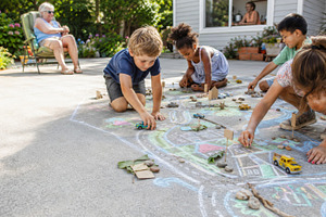 Children playing with toy cars on ch, a Photo by Dvoevnore photos