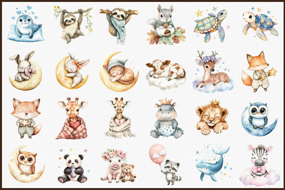 Baby Animal Nursery Sublimation Clip, an Illustration by Sublimation Artist (Photo 3 of 6)