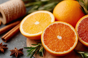 Fresh oranges with spices and herbs, a Food & Drink Photo by AlyaAnd