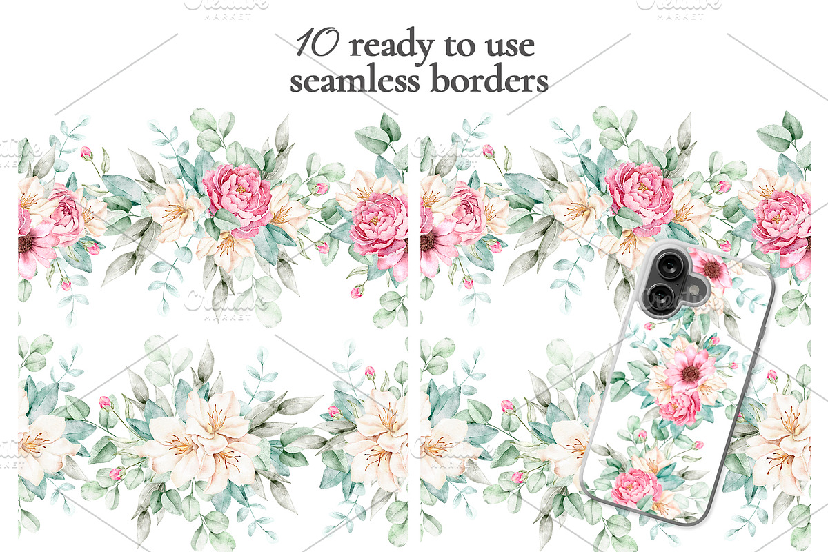 Watercolor Floral Clipart, a Decorative Illustration by Eves_Aquadreams (Photo 7 of 18)