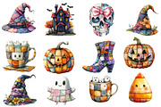 Patchwork Halloween Clipart Bundle, a Work Illustration by cherrydesign (Thumbnail 3 of 4)