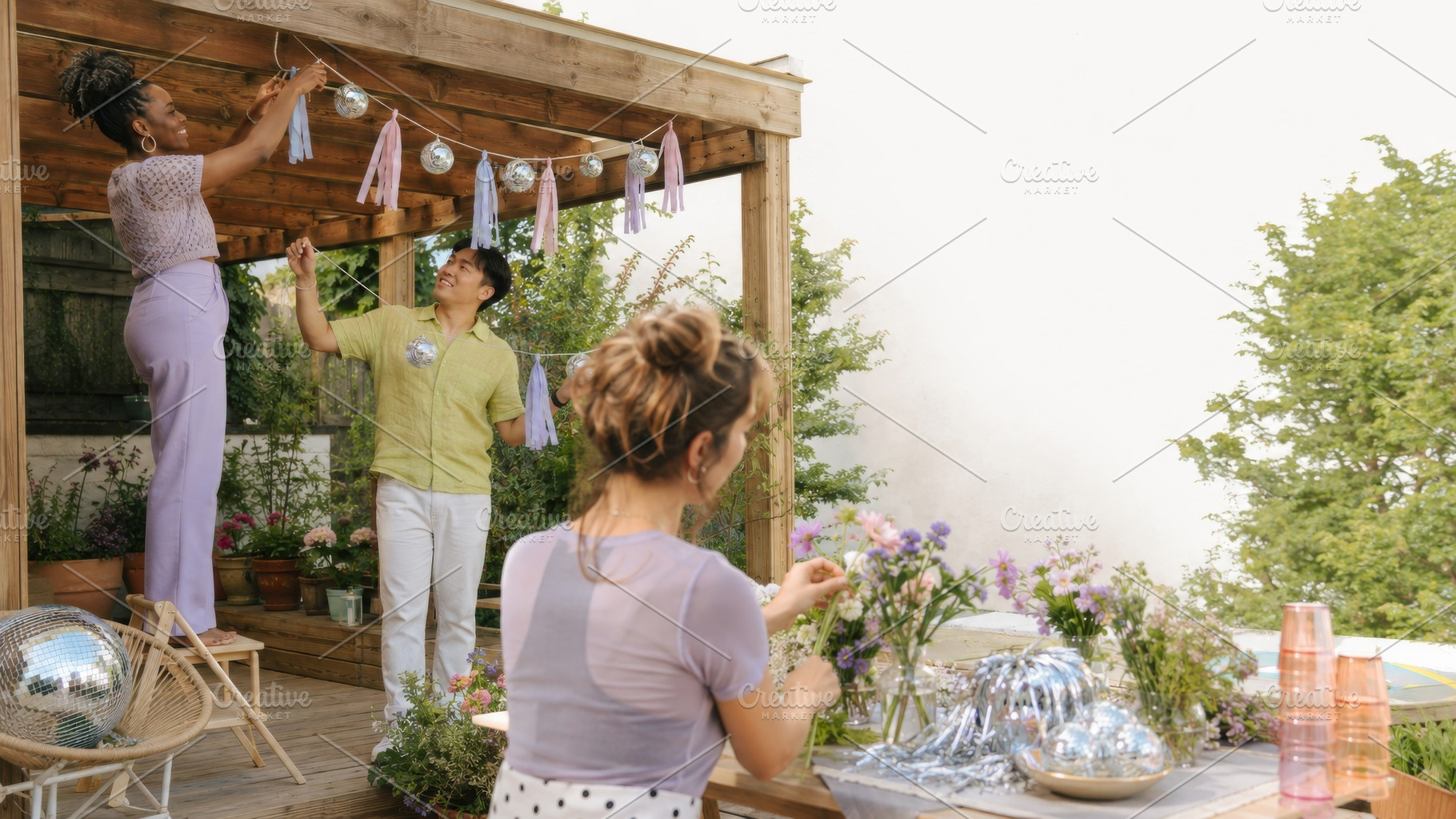 Garden disco party with friends deco, a Photo by Dvoevnore photos