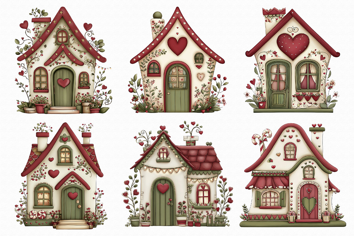 Whimsical Valentine House Clipart, an Illustration by Libby Wishes (Photo 8 of 8)