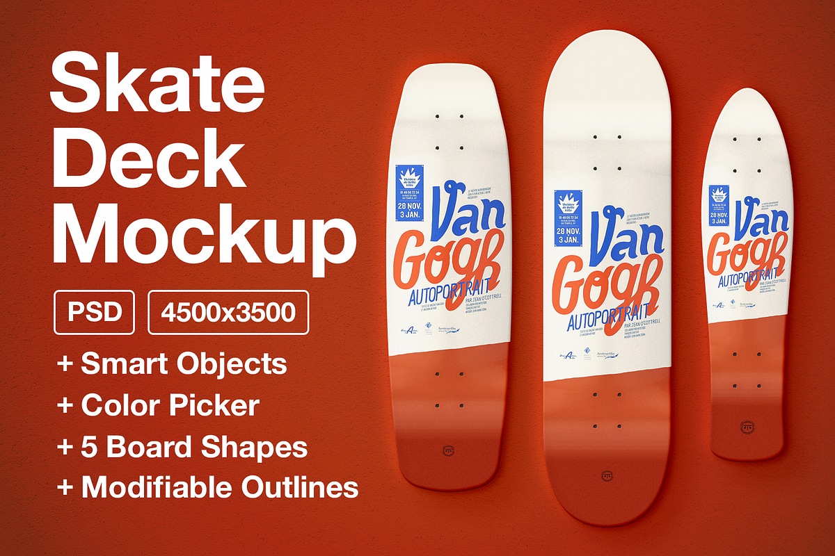 Skateboard Deck Mockup, a Product Mockup by Evan Molina (Photo 1 of 3)