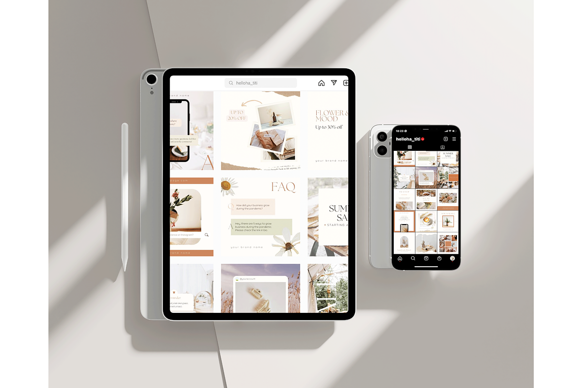 Boho Instagram Post Template Canva, a Social Media Template by Hellohastore (Photo 7 of 8)