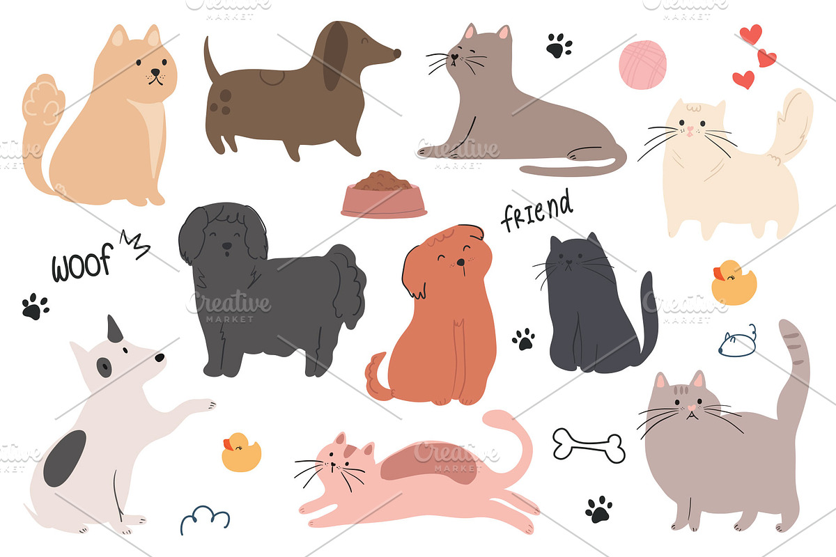 Cute cat and dog vector set, a Graphic by Vectorwins Premium Shop (Photo 2 of 3)