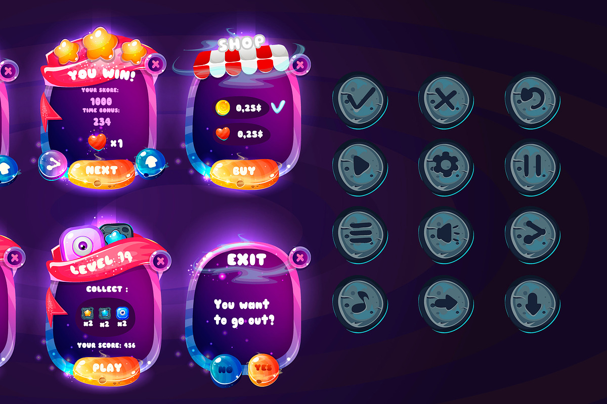 Space cartoon game assets set, a Templates & Theme by JUBO (Photo 3 of 3)