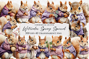 Watercolor Spring Squirrel Clipart, an Illustration by Designworld (Thumbnail 1 of 6)