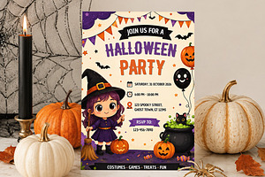 Kids Halloween Party Invitation, an Invitation Template by Arslan